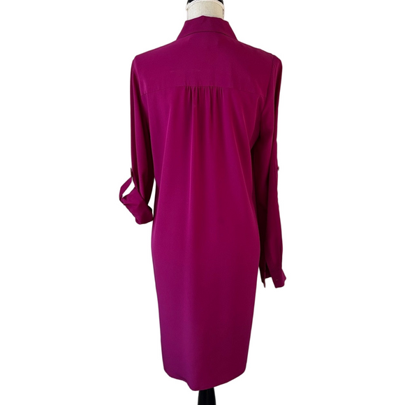 Diane Von Furstenberg Prita Silk Button Down Dress Fuschia Pink Size 6 - Picture 3 of 13